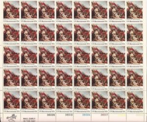 Mint Sheet USA 1975 SC1564SH Battle of Bunker Hill, by John Trumbull Multicolor 10 Cent 1975 Full Sheet