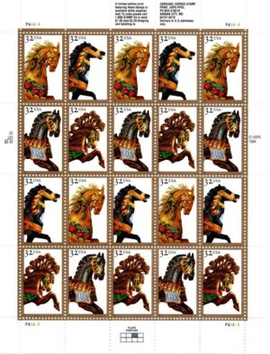 Mint Sheet USA 1995 SC2976-79 Carousel Horses Issue 1995 32 Cent Pane of 20