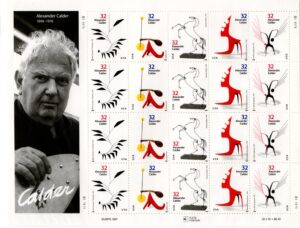 Mint Sheet USA 1998 SC3198-202 Alexander Calder:Black Cascade, 13 Verticals, 1959 Multicolor 32 Cent 1998 Full Sheet