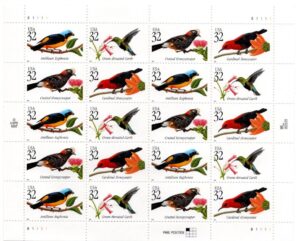 Mint Sheet USA 1998 SC3222-25 1998 Tropical Birds 32 ¢ - Pane of 20