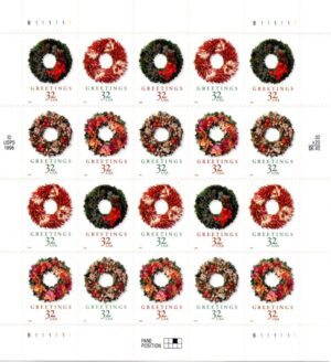 Mint Stamp USA 1998 SC3249-52 Wreath: Evergreen 32 ¢ - United States cent Multicolor Clone