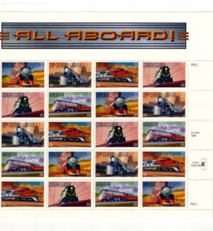 Mint Sheet USA 1999 SC3333-37 All Aboard!: 33 ¢ - United States cent Multicolor Full Sheet