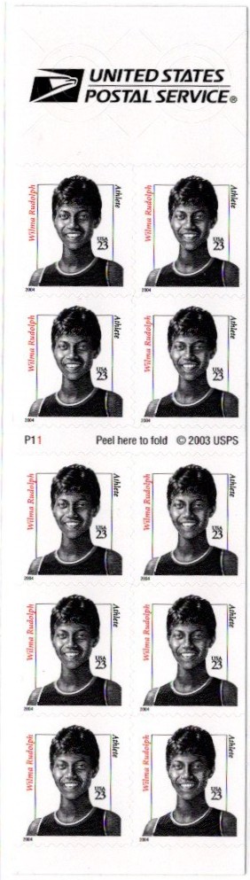 Mint Booklet Pane USA 2004 SC3436d Wilma Rudolph 10*23 ¢ - United States cent Red,Black