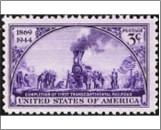 Mint Stamp USA 1944 SC922 Golden Spike Ceremony by John McQuarrie Violet 3 Cent 1944