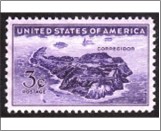 Mint Stamp USA 1944 SC925 Aerial View of Corregidor, Manilla Bay Deep violet 3 Cent 1944