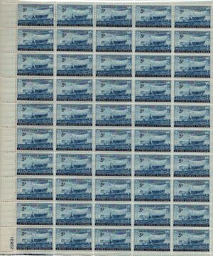 Mint Sheet USA 1948 SC958SH Swedish Pioneer with Covered Wagon Moving Westward Dark blue 5 Cent 1948 Full Sheet