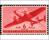 Mint Stamp USA 1941 SCC25 The Twin-Motored Transport Plane Carmine 6 Cent 1941