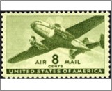 Mint Stamp USA 1944 SCC26 Twin-Motored Transport Plane Olive green 8 Cent 1944