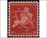 Mint Stamp USA 1948 SCC38 Map of Five Boroughs New York City & Planes Carmine 5 Cent 1948