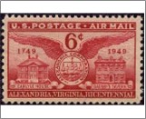 Mint Stamp USA 1949 SCC40 Home of John Carlyle, Alexandria Seal, Gadsby's Tavern Carmine 6 Cent 1949