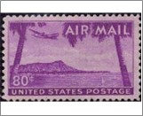 Mint Stamp USA 1952 SCC46 Diamond Head, Honolulu, Hawaii Bright red violet 80 Cent 1952