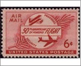 Mint Stamp USA 1953 SCC47 First Plane and Modern Plane Carmine 6 Cent 1953