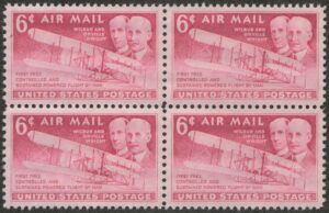 Mint Never Hinged Block USA 1949 SCC45 Wilbur & Orville Wright and their plane Magenta 6 Cent 1949**STOCK IMAGE**