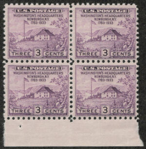 Mint Never Hinged Block USA 1933 SC727 Washington's Headquarters at Newburgh, N.Y. Violet 3 Cent 1933