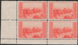 Mint Never Hinged Block USA 1934 SC741 Grand Canyon National Park (1919), Arizona Red 2 Cent 1934