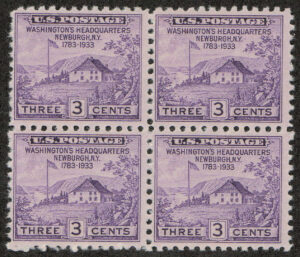 Mint Never Hinged Block USA 1935 SC752 Washington's Headquarters at Newburgh, N.Y. Violet 3 Cent 1935