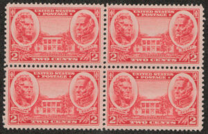 Mint Never Hinged Block USA 1937 SC786 Andrew Jackson Carmine 2 Cent 1937