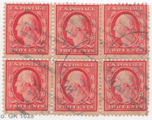 Used Block USA 1908 SC332 George Washington Carmine 2 Cent 1908