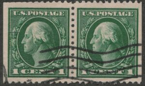 Used Pair USA 1917 SC498 George Washington Green 1 Cent 1917