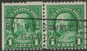 Used Pane USA 1927 SC632 Benjamin Franklin Green 1 Cent 1927