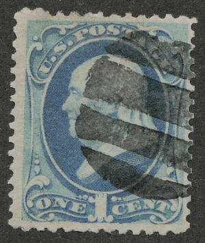 Used Stamp USA 1873 SC156 Benjamin Franklin Ultramarine 1 Cent 1873