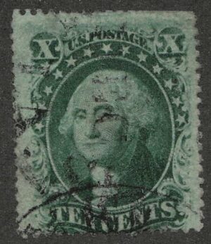 Used Stamp USA 1859 SC35 George Washington Green 10 Cent 1859