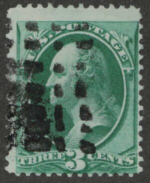 Used Stamp USA 1870 SC136 George Washington Green 3 Cent 1870 "H" Grill