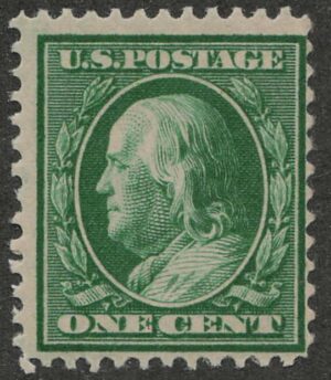 Mint Never Hinged Stamp USA 1910 SC374 Benjamin Franklin Green 1 Cent 1910