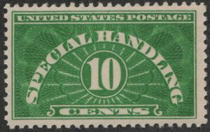 Mint Hinged Stamp USA 1925 SCQE1a Special Handling 10 Cents Green