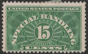Mint Hinged Stamp USA 1928 SCQE2 Special Handling 15 Cents Green