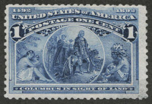 Mint Never Hinged Stamp USA 1893 SC230 Columbus in Sight of Land Dark blue 1 Cent 1893