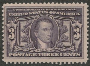 Mint Hinged Stamp USA 1904 SC325 James Monroe Violet 3 Cent 1904