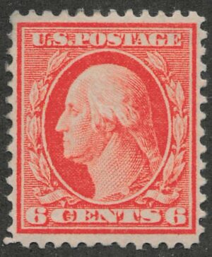 Mint Hinged Stamp USA 1911 SC379 George Washington Red orange 6 Cent 1911