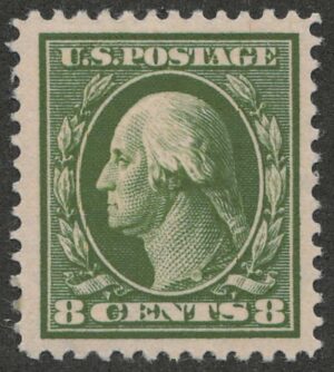 Mint Hinged Stamp USA 1911 SC380 George Washington Olive green 8 Cent 1911