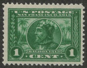 Mint Hinged Stamp USA 1913 SC397 Vasco Núñez de Balboa (1475-1519), Spanish conquistador Green 1 Cent 1913