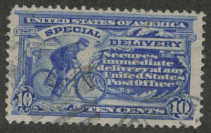 Used Stamp USA 1902 SCE6 Messenger On Bike Ultramarine 10 Cent 1902
