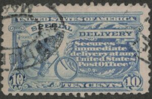 Used Stamp USA 1914 SCE9 Messenger On Bike Ultramarine 10 Cent 1914