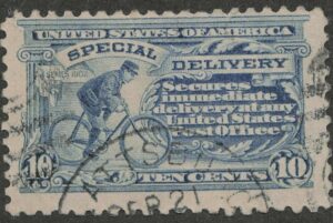 Used Stamp USA 1916 SCE10 Messenger On Bike Light ultramarine 10 Cent 1916