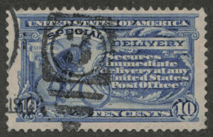 Used Stamp USA 1911 SCE8 Messenger On Bike Ultramarine 10 Cent 1911