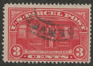 Used Stamp USA 1913 SCQ3 Railway Postal Clerk Carmine 3 Cent 1913