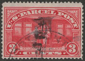 Used Stamp USA 1913 SCQ3 Railway Postal Clerk Carmine 3 Cent 1913