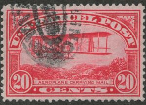 Used Stamp USA 1913 SCQ8 Airplane carrying Mail Carmine rose 20 Cent 1913