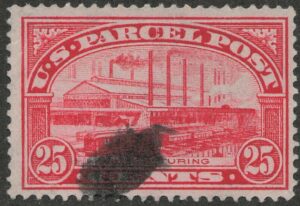 Used Stamp USA 1913 SCQ9 Manufacturing Carmine rose 25 Cent 1913