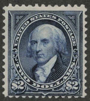 Mint Lightly Hinged Stamp USA 1895 SC277 James Madison Bright blue 2 Dollar 1895