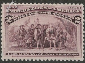Mint Lightly Hinged Stamp USA 1893 SC231 Landing of Columbus Brown violet 2 Cent 1893