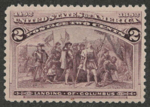 Mint Lightly Hinged Stamp USA 1893 SC231 Landing of Columbus Brown violet 2 Cent 1893