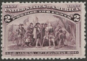 Mint Never Hinged Stamp USA 1893 SC231v Landing of Columbus Brown "Broken Hat" violet 2 Cent 1893