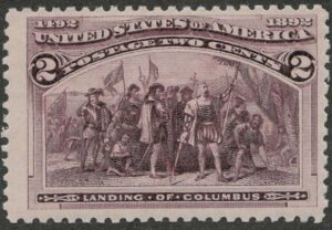 Mint Never Hinged Stamp USA 1893 SC231 Landing of Columbus Brown violet 2 Cent 1893