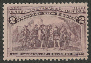 Mint Never Hinged Stamp USA 1893 SC231 Landing of Columbus Brown violet 2 Cent 1893