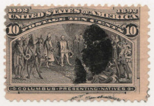 Used Stamp USA 1893 SC237 Columbus Presenting Natives Black brown 10 Cent 1893